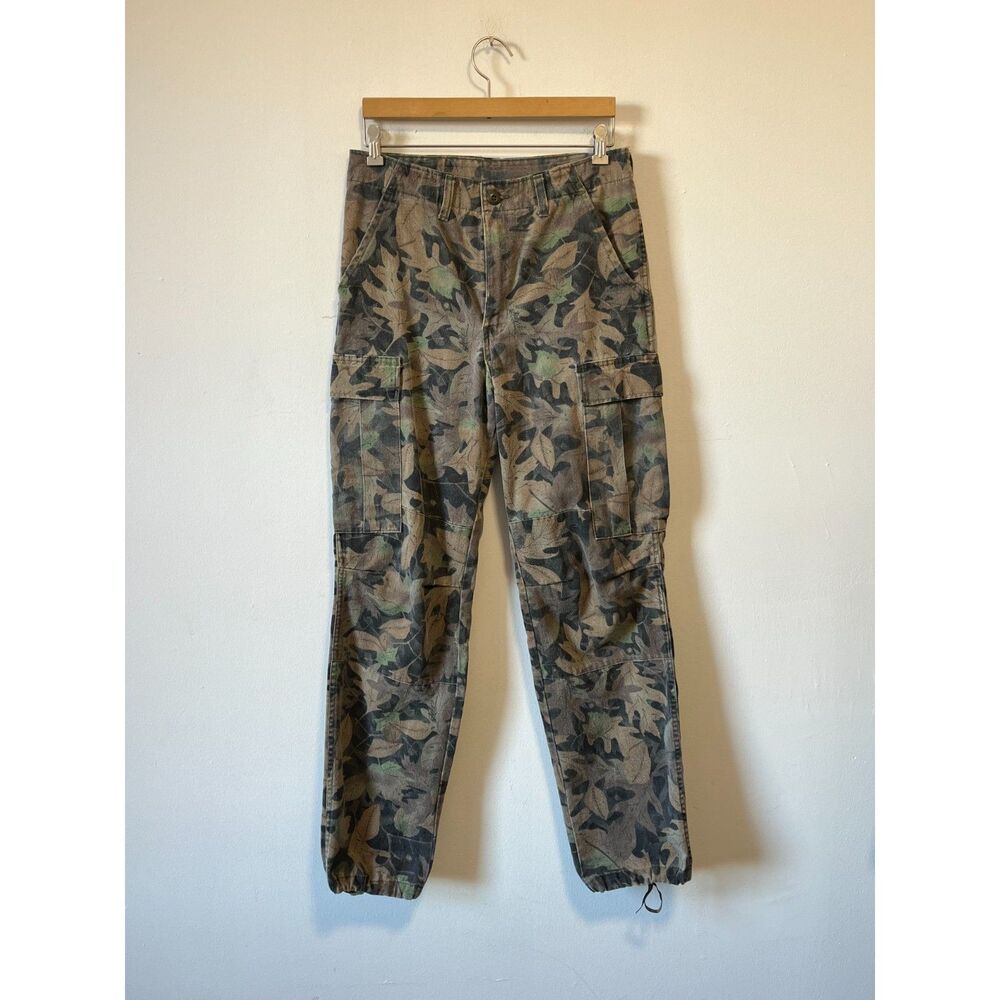 Vintage Kelly Kamo Tru Leaf Print Camo Cargo Pants Adjustable S Waist 32" - 28"